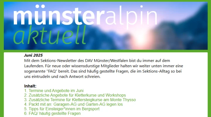 Newsletter Münster Alpin | © DAV Münster